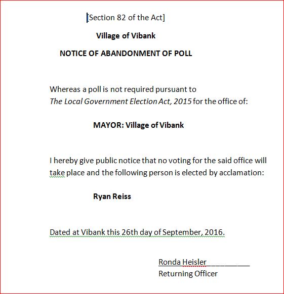 Notice of Abandonment of Poll